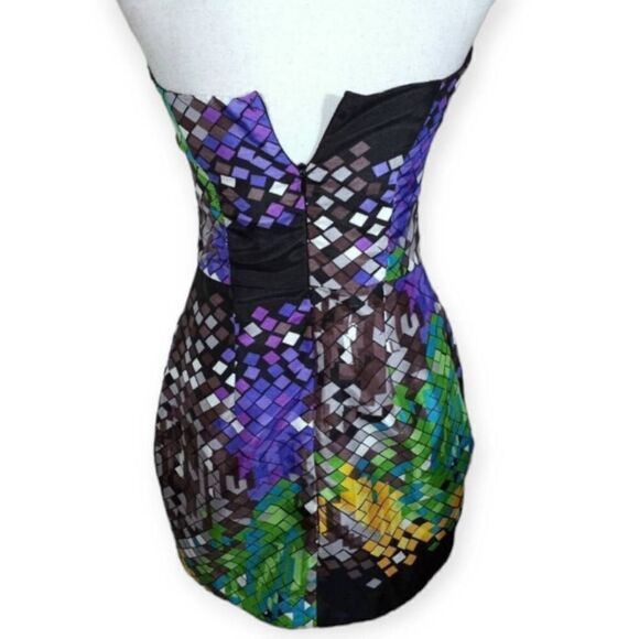 RUBBER DUCKY PURPLE, BLACK & YELLOW STRAPLESS DRESS W/POCKETS  SZ.S EUC. - Picture 5 of 6